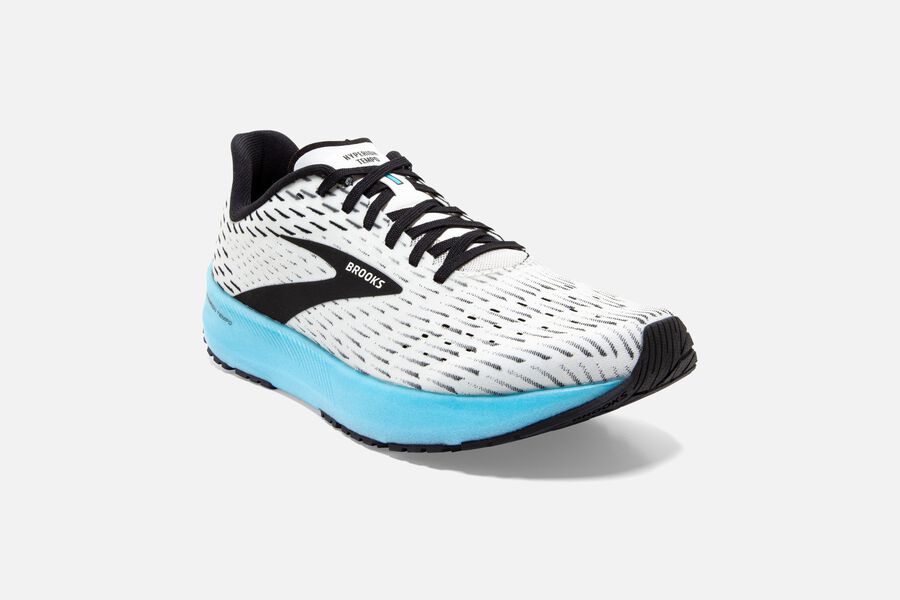 Brooks Running Shoes Mens White/Black/Turquoise - Hyperion Tempo Road - 6542-YXMLC